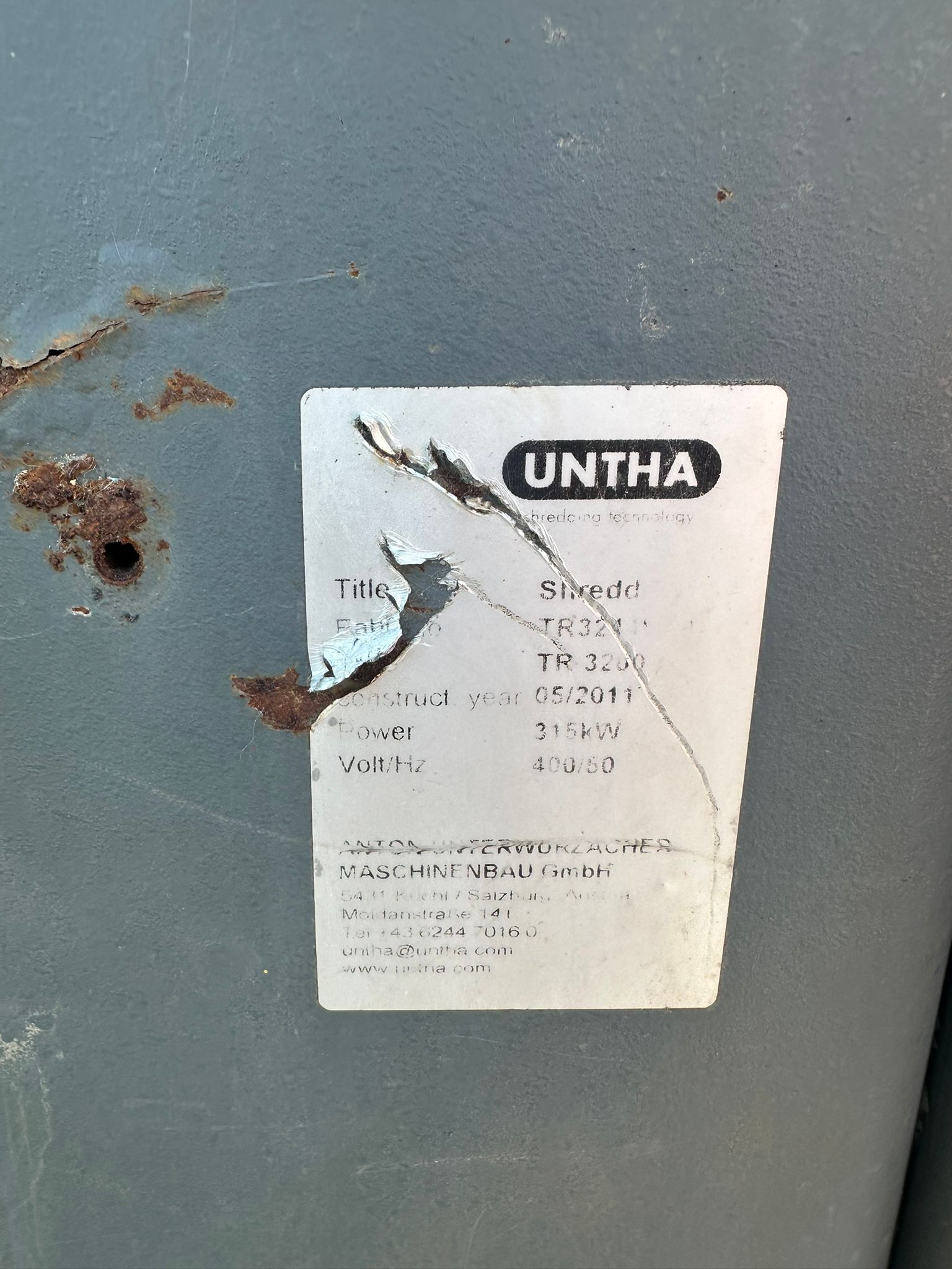 Untha TR3200 Shredder rdf