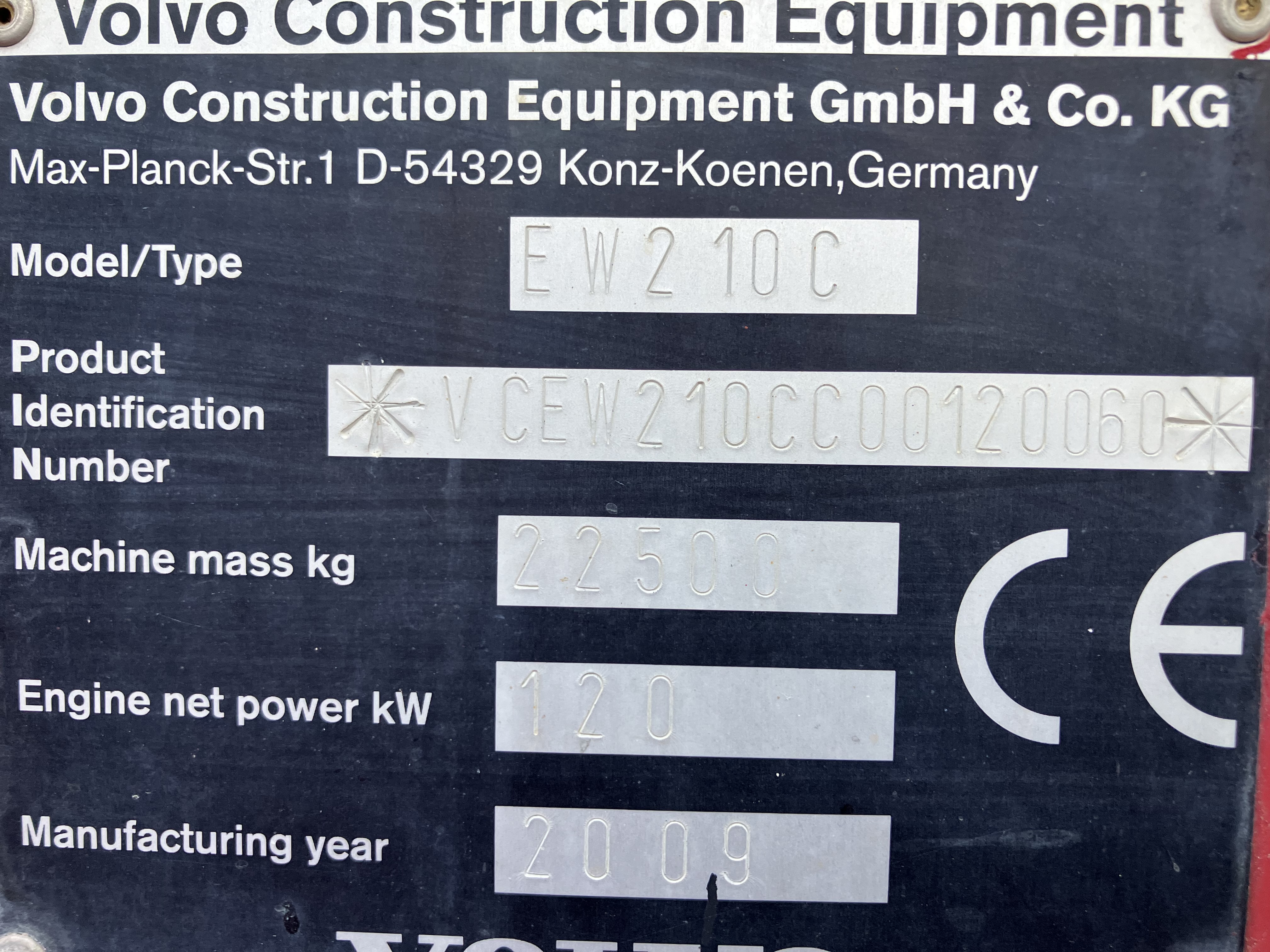 PELLE MANUTENTION VOLVO EW210